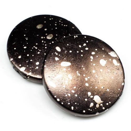 Acrylic Splatter Beads Disc 31mm 6pcs Coffee for jewellery making