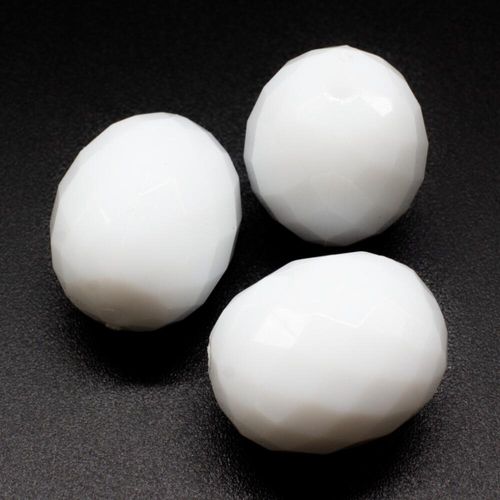 Acrylic Facet Beads Rice 21mm 6pcs White for jewellery making