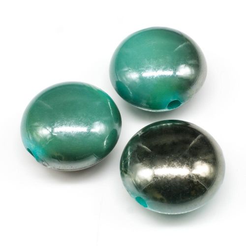 Acrylic Shadow Disc Beads 17mm 10pcs Teal for jewellery making