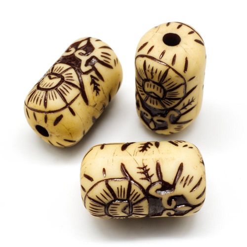 Acrylic Imatation Bone Barrel Beads 23mm 7pcs Cream for jewellery making