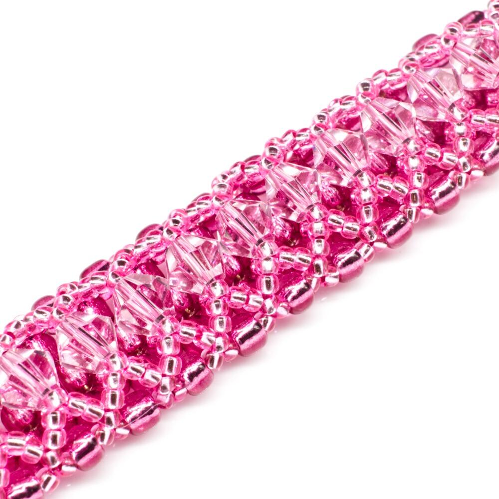 Crystal Lattice Bracelet mauve pink bracelet making kit — DIY set with beads and instructions for creating handmade jewelry