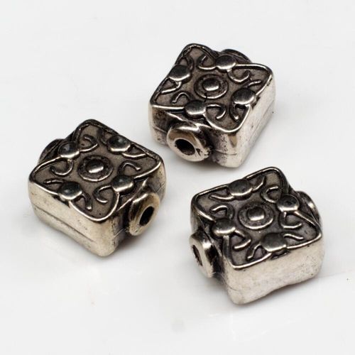 Acrylic Antique Silver Square 13mm Beass 15pcs Pattern for jewellery making