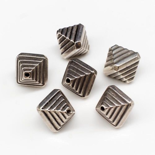 Acrylic Antique Silver Pyramid Tube Beads 12mm 20pcs for jewellery making