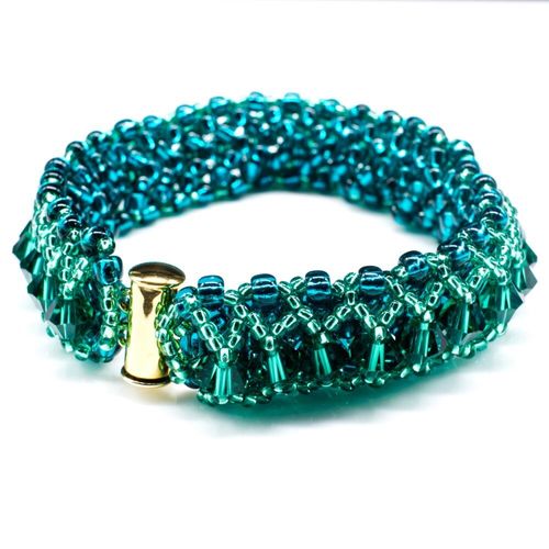 Crystal Lattice Bracelet peridot teal bracelet making kit — DIY set with beads and instructions for creating handmade jewelry