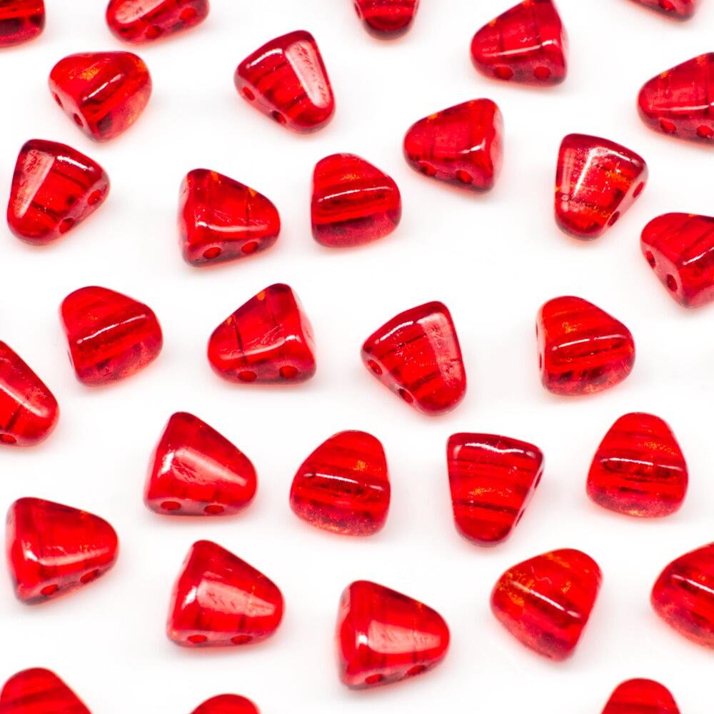 Czech glass Rulla beads bit czech glass beads 30pcs - siam ruby — two-hole beads for jewelry making and bead weaving