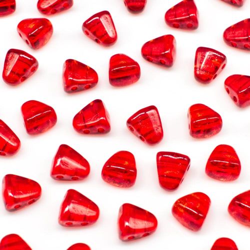 Czech glass Rulla beads bit czech glass beads 30pcs - siam ruby — two-hole beads for jewelry making and bead weaving