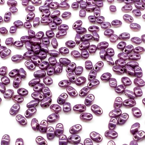 2x4mm 5g Czech glass Rulla beads luster metallic amethyst — two-hole beads for jewelry making and bead weaving