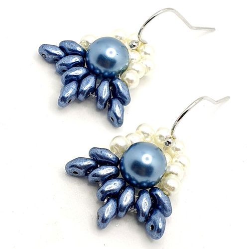 Enid Earrings 5 Pairs Steel Blue earring making kit — DIY set with beads and instructions for creating handmade jewelry