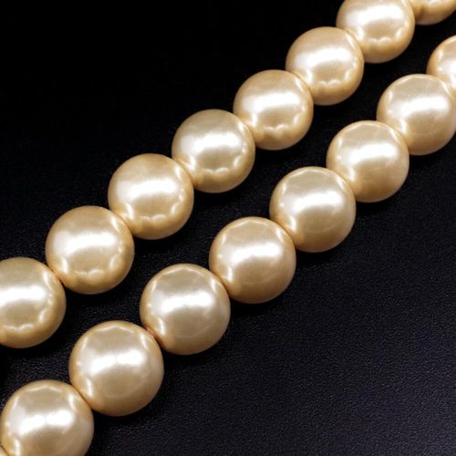 Glass Pearl Round Beads 12mm Light Ivory for jewellery making