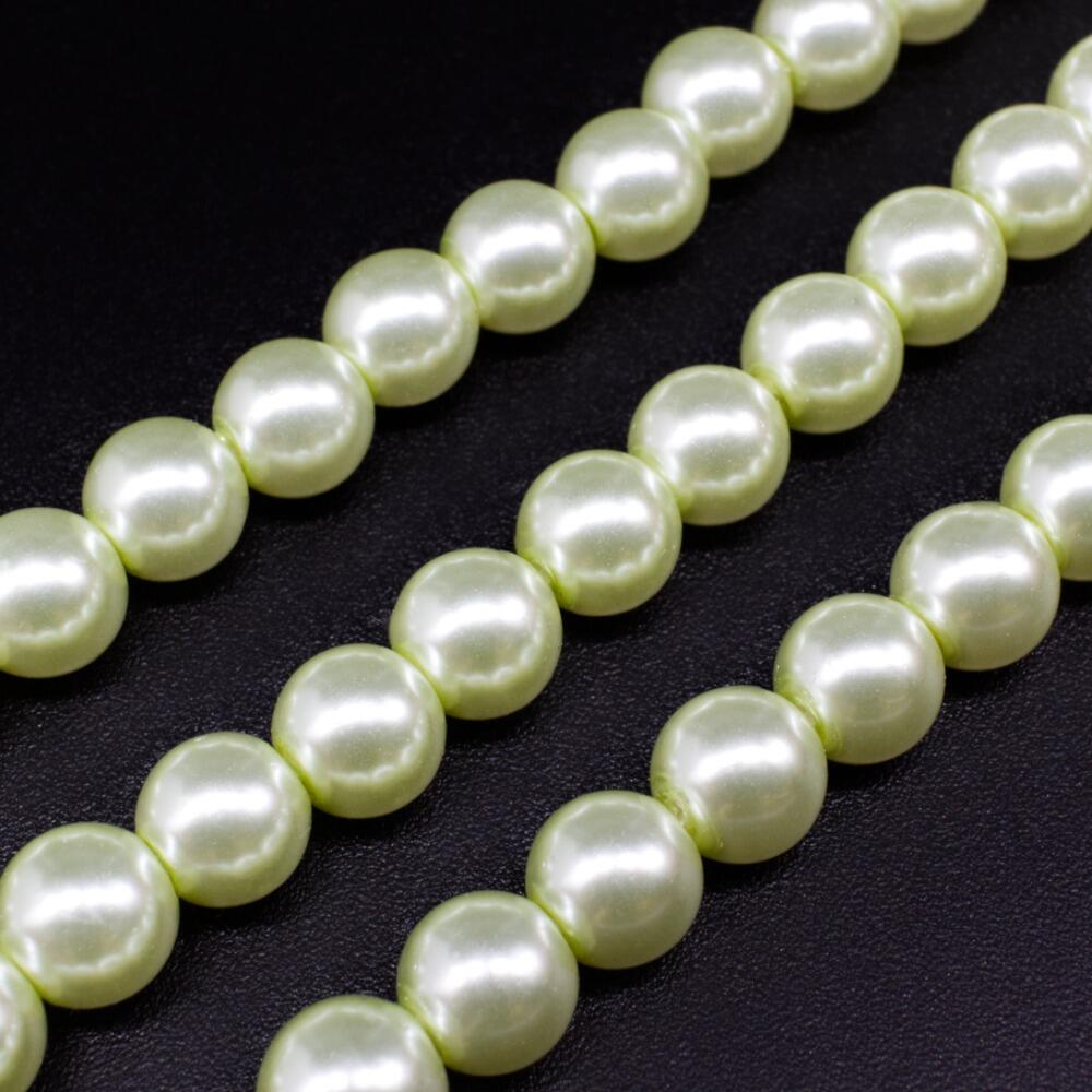Glass Pearl Round Beads 8mm Lime Green for jewellery making