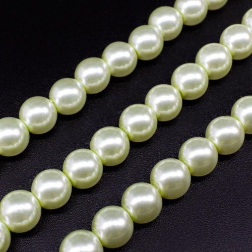 Glass Pearl Round Beads 8mm Lime Green for jewellery making
