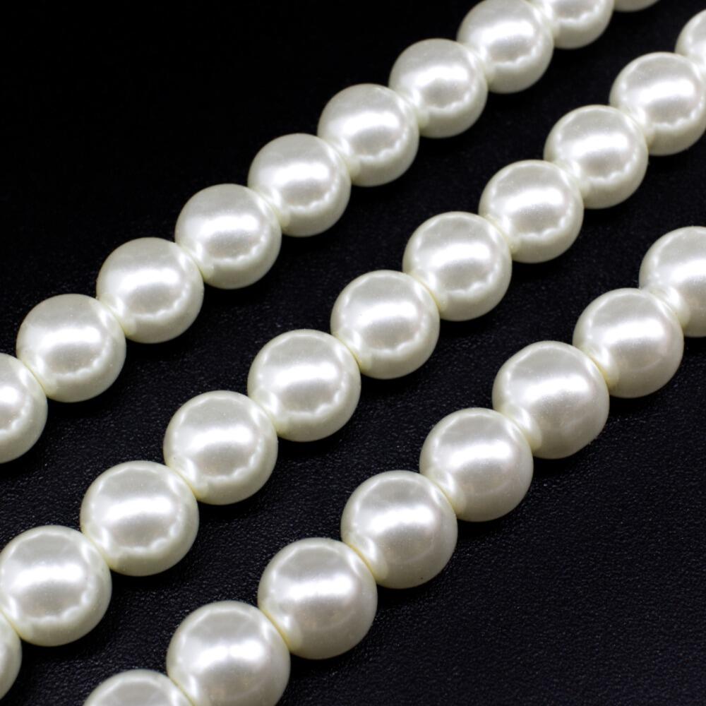 Glass Pearl Round Beads 8mm White for jewellery making