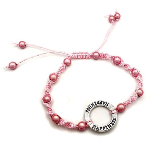 Ruth Spiral Macrame Bracelets baby pink bracelet making kit — DIY set with beads and instructions for creating handmade jewelry
