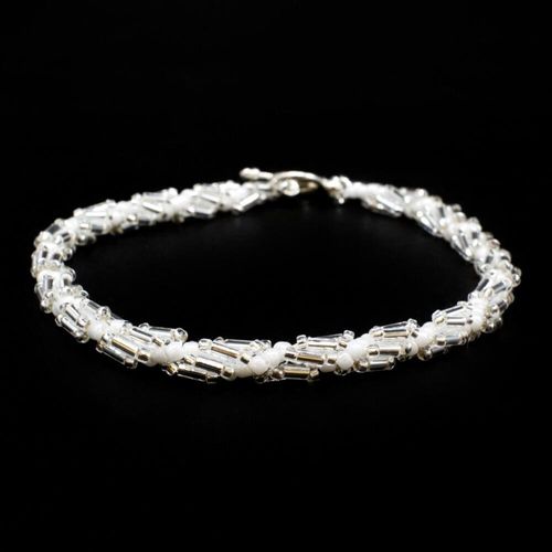 Helix Bugle Bracelets (6) white bracelet making kit — DIY set with beads and instructions for creating handmade jewelry