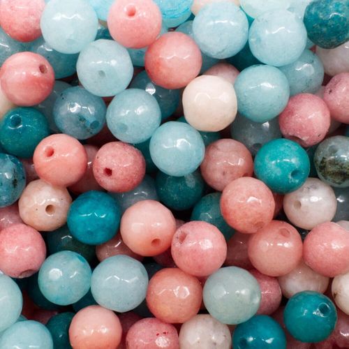 Dyed Jade 8mm Facet Round Beads Mix 45pc Bubblegum pack of 8 for jewellery making