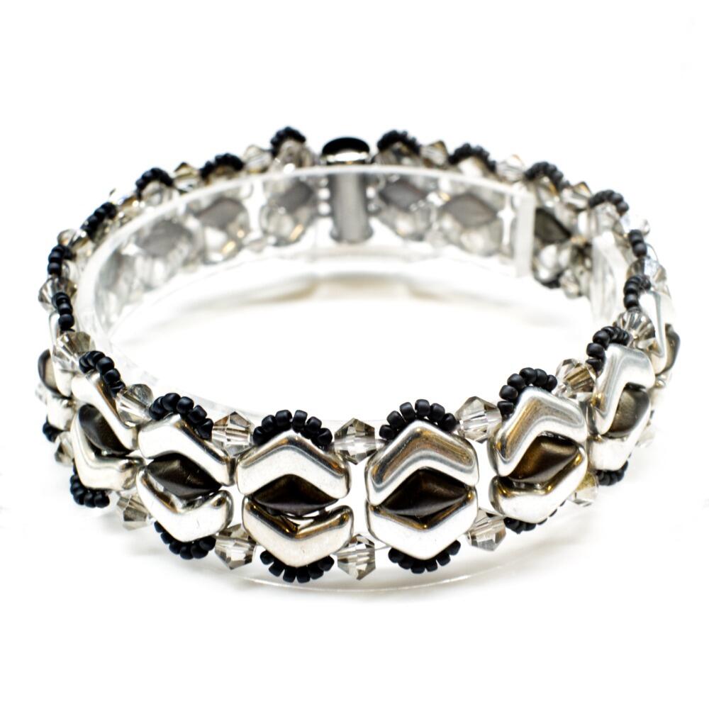 Vee Bead Bracelet gun metal silver bracelet making kit — DIY set with beads and instructions for creating handmade jewelry