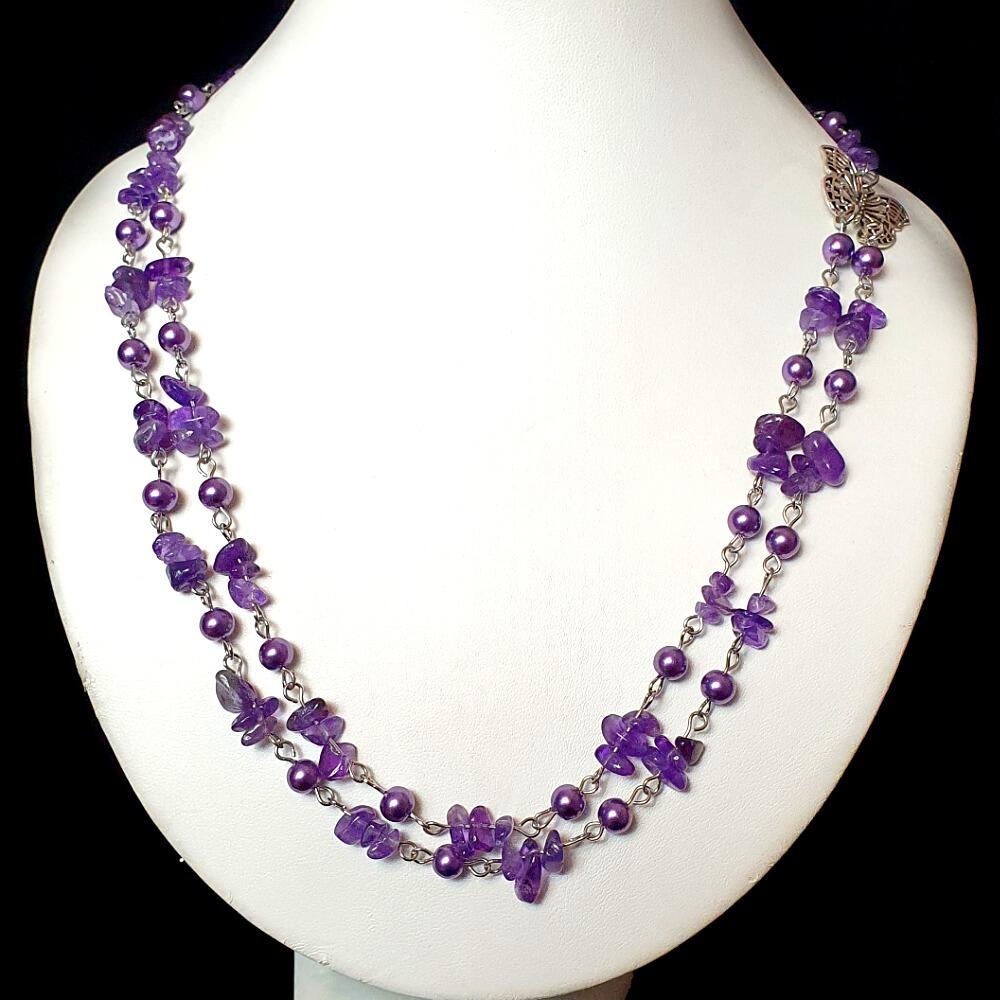 Belaine Butterfly Necklaces amethyst necklace making kit — DIY set with beads and instructions for creating handmade jewelry