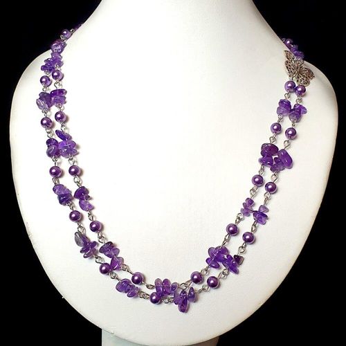 Belaine Butterfly Necklaces amethyst necklace making kit — DIY set with beads and instructions for creating handmade jewelry