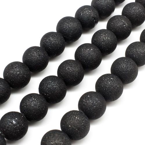 Druzy Round Glass Beads 10mm Black for jewellery making