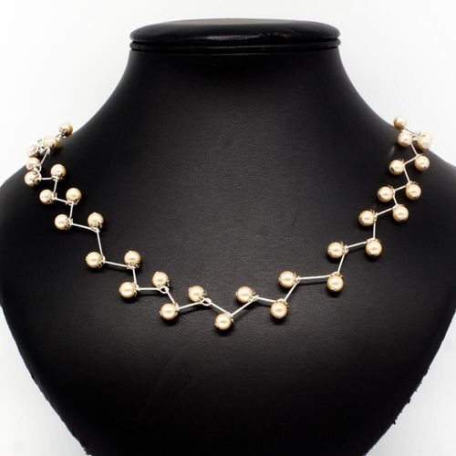 Glass Pearl Vine Necklace pale gold necklace making kit — DIY set with beads and instructions for creating handmade jewelry