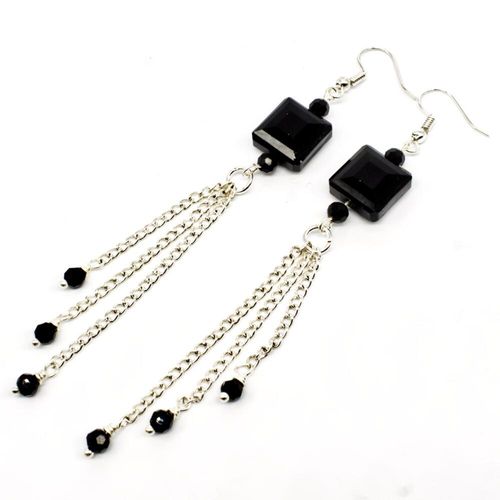 Jessica Earrings jet black 4 pairs earring making kit — DIY set with beads and instructions for creating handmade jewelry