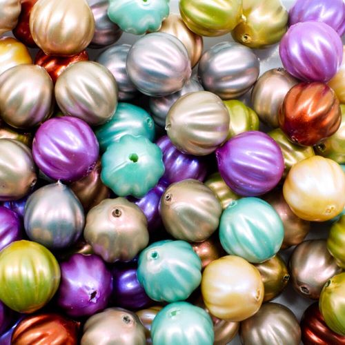 Acrylic Imitation Pearl Beads 10mm Pumpkin Mix 1 for jewellery making