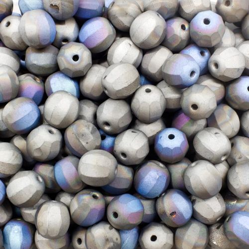 Czech Preciosa Ridge Bead Round 8mm Grey Iris 15pcs for jewellery making