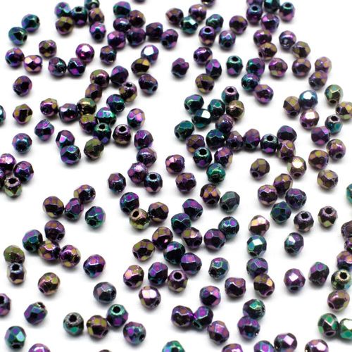 2mm Czech glass fire polished faceted beads iris purple — pack of 100, high-quality faceted beads perfect for jewelry making and beadwork…