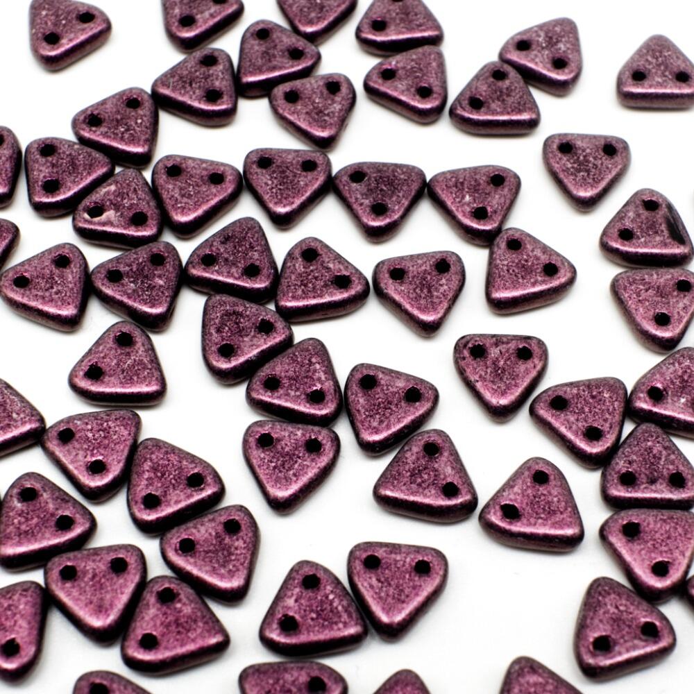 6mm Czech glass glass beads metallic suede pink — pack of 7, high-quality two-hole beads ideal for jewelry making, bead weaving, and crafts