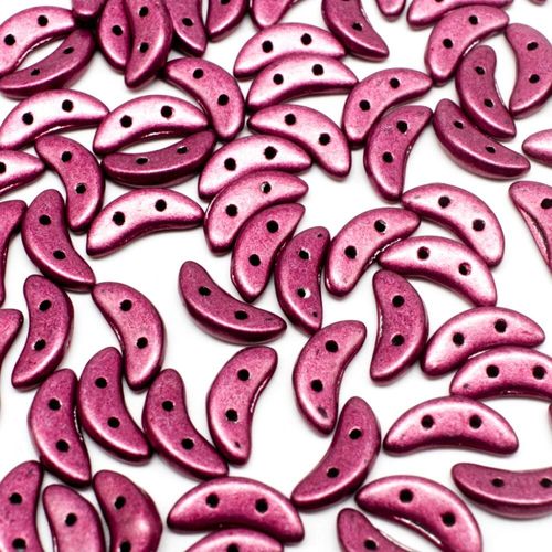 10mm Czech glass glass beads saturated metallic cranberry — pack of 7, high-quality two-hole beads ideal for jewelry making, bead weaving…