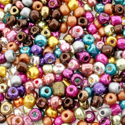 Seed Beads Metallic Mixed - Size 6 100g