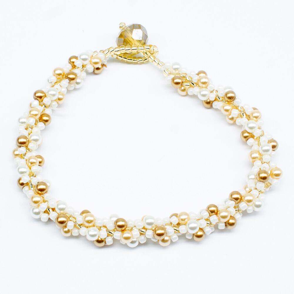 Sirena Sprial Bracelets Make 5 creams bracelet making kit — DIY set with beads and instructions for creating handmade jewelry