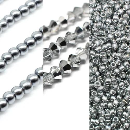 Kassia Diamond Bracelet Makes 2 half silver bracelet making kit — DIY set with beads and instructions for creating handmade jewelry