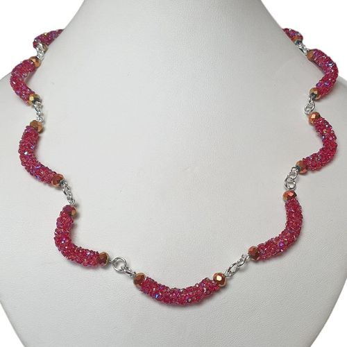 Gloria Diamond Necklace ruby red ab necklace making kit — DIY set with beads and instructions for creating handmade jewelry