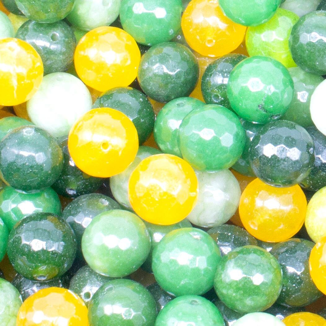 Dyed Jade 14mm Facet Round Beads Mix 25pc Spring Green pack of 14 for jewellery making