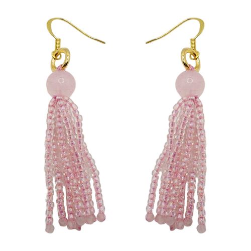 Ursula Gemstone Tassel Earrings rose quartz earring making kit — DIY set with beads and instructions for creating handmade jewelry