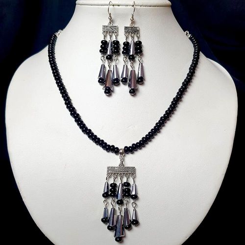 Carmen Cone Necklace & Earrings silver necklace making kit — DIY set with beads and instructions for creating handmade jewelry