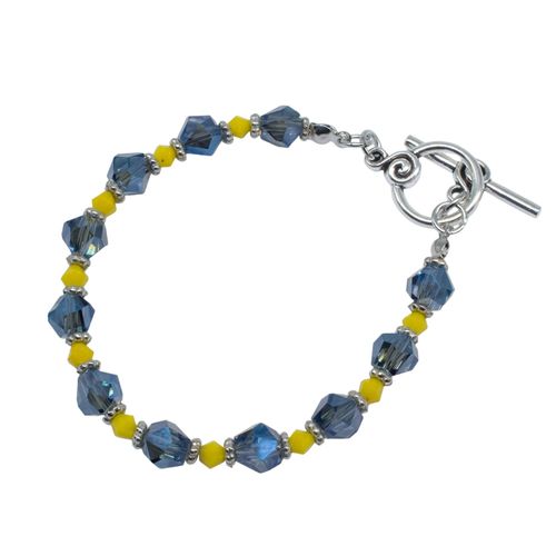 Crystal Nugget Bracelets Makes 3 electric blue with silver bracelet making kit — DIY set with beads and instructions for creating handmad…