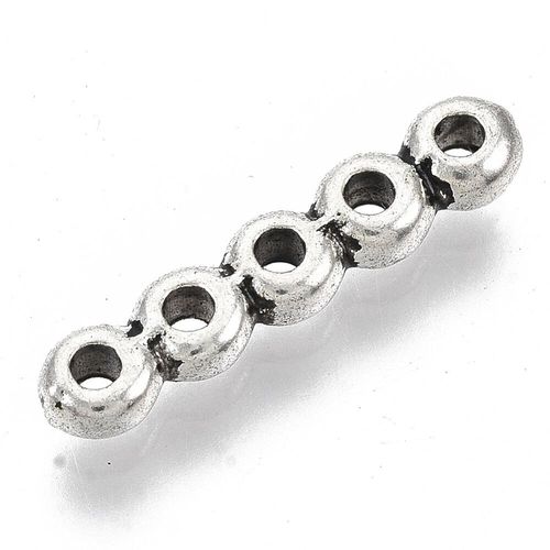 Antique Silver Spacer Bar 18mm 5 Hole Simple 20pcs for jewellery making