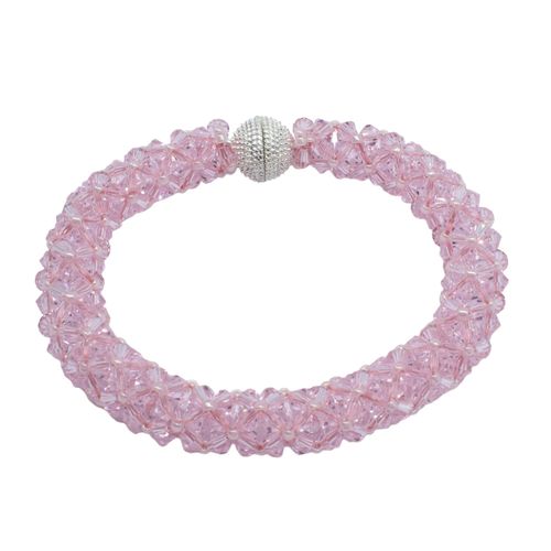Crystal Bicone Bangle pink jewelry making kit — DIY set with beads and instructions for creating handmade jewelry
