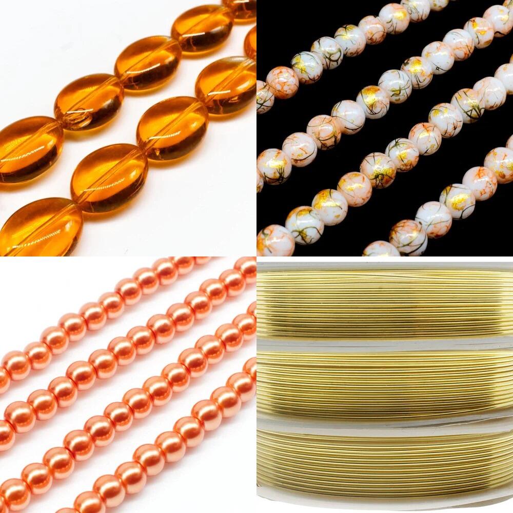 Wire Flower Necklace Makes 2 topaz necklace making kit — DIY set with beads and instructions for creating handmade jewelry