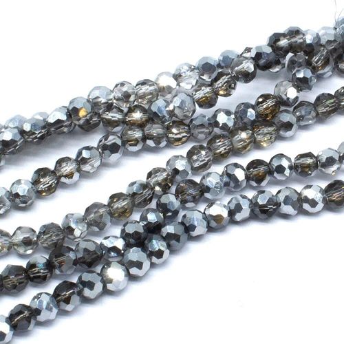 4mm crystal beads silver shadow — plated finish, ideal for jewelry making and beadwork
