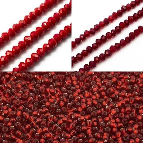 BC 24 WK19 Crystal Flower Bracelet Red 3x4mm for jewellery making
