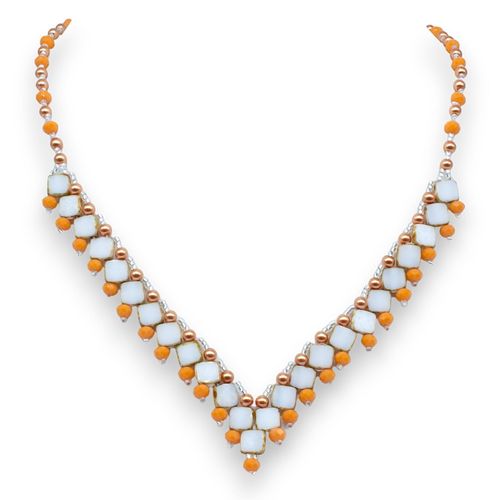 Tiffany Tile Necklace table cut alabaster picasso necklace making kit — DIY set with beads and instructions for creating handmade jewelry