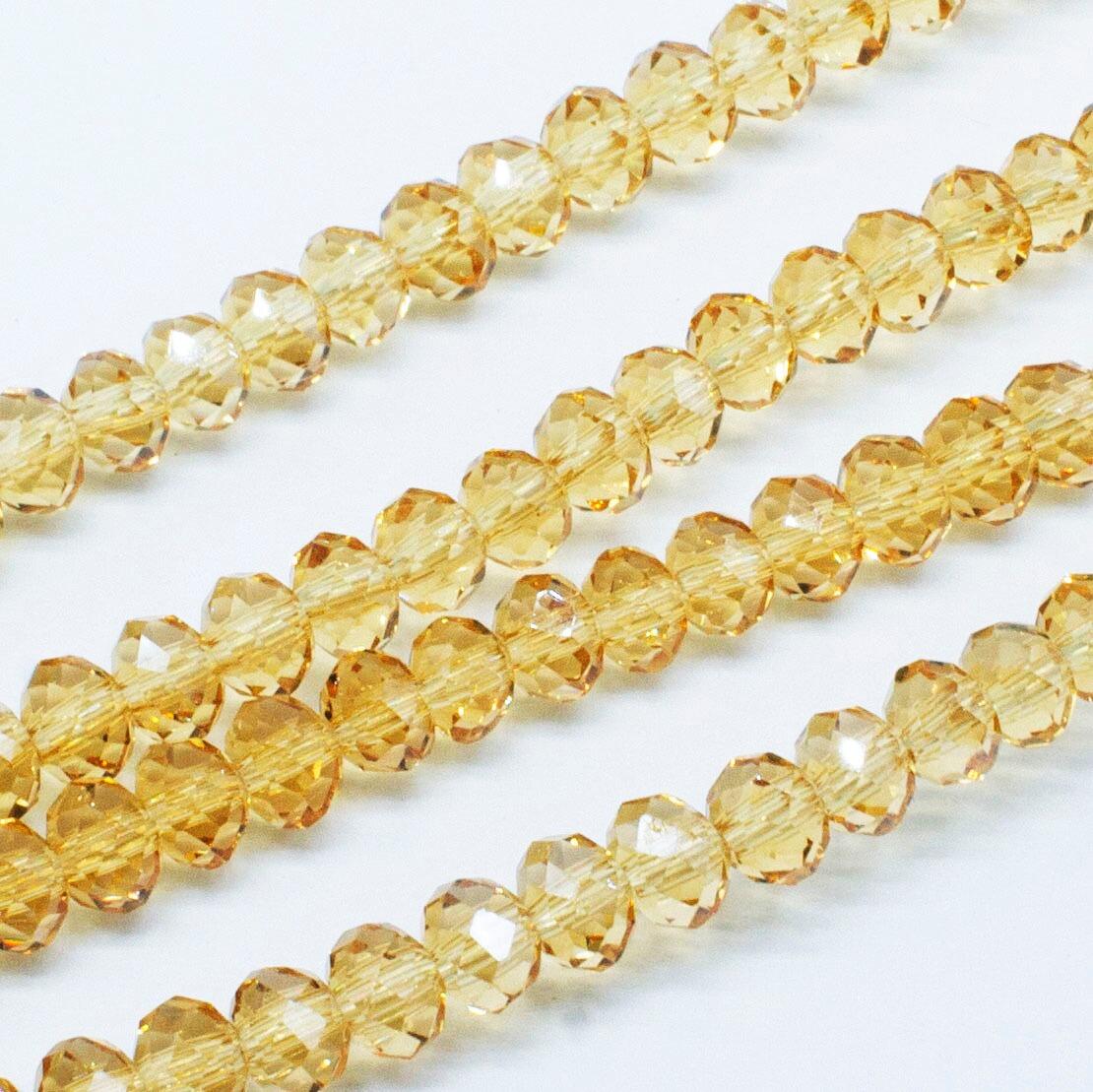 4mm crystal beads topaz, pack of 130 — faceted for jewelry making and beadwork