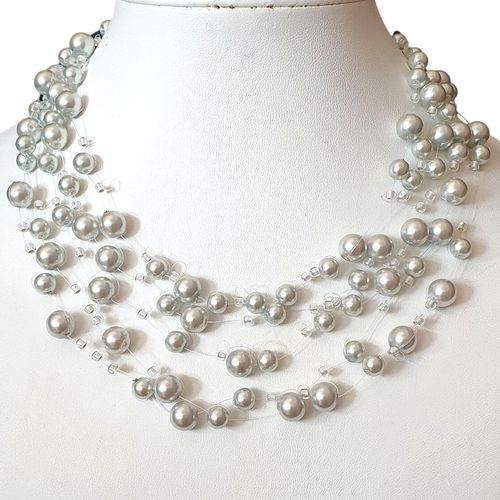 Meredith Illusion Necklace silver necklace making kit — DIY set with beads and instructions for creating handmade jewelry