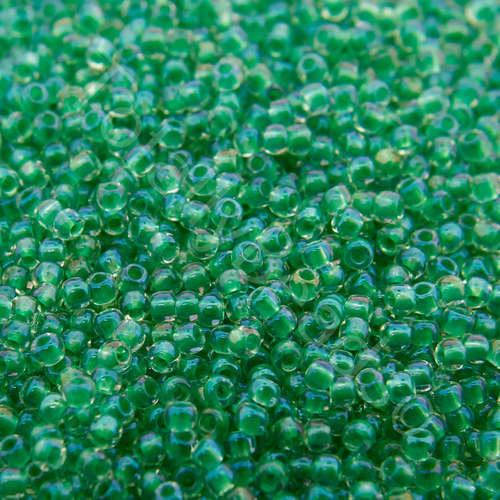 Toho Size 11 Seed Beads 10g - Inside Colour Crystal Shamrock