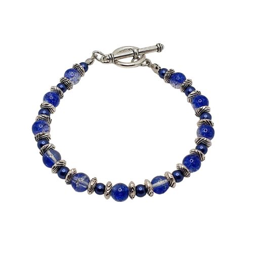Clio Crackle Bracelets Makes 4 blue bracelet making kit — DIY set with beads and instructions for creating handmade jewelry
