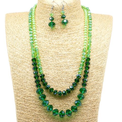 Elenor Double Strand Necklace emerald green necklace making kit — DIY set with beads and instructions for creating handmade jewelry