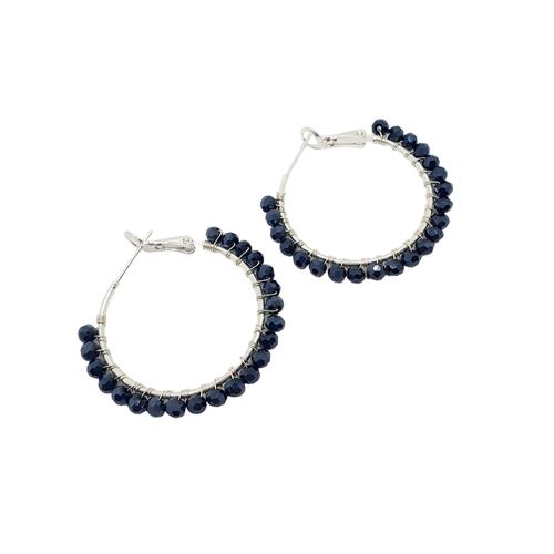 Soleil Crystal Hoop Earrings silver midnight earring making kit — DIY set with beads and instructions for creating handmade jewelry